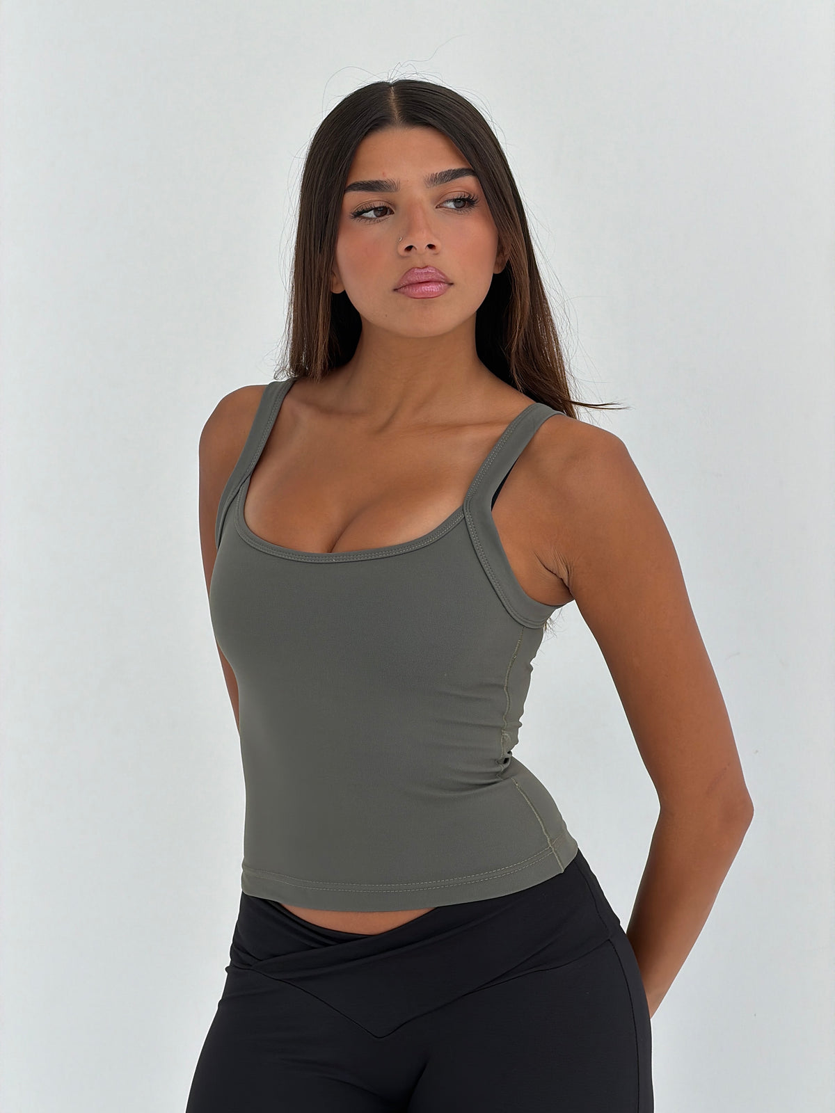 Core Tank In Muted Olive