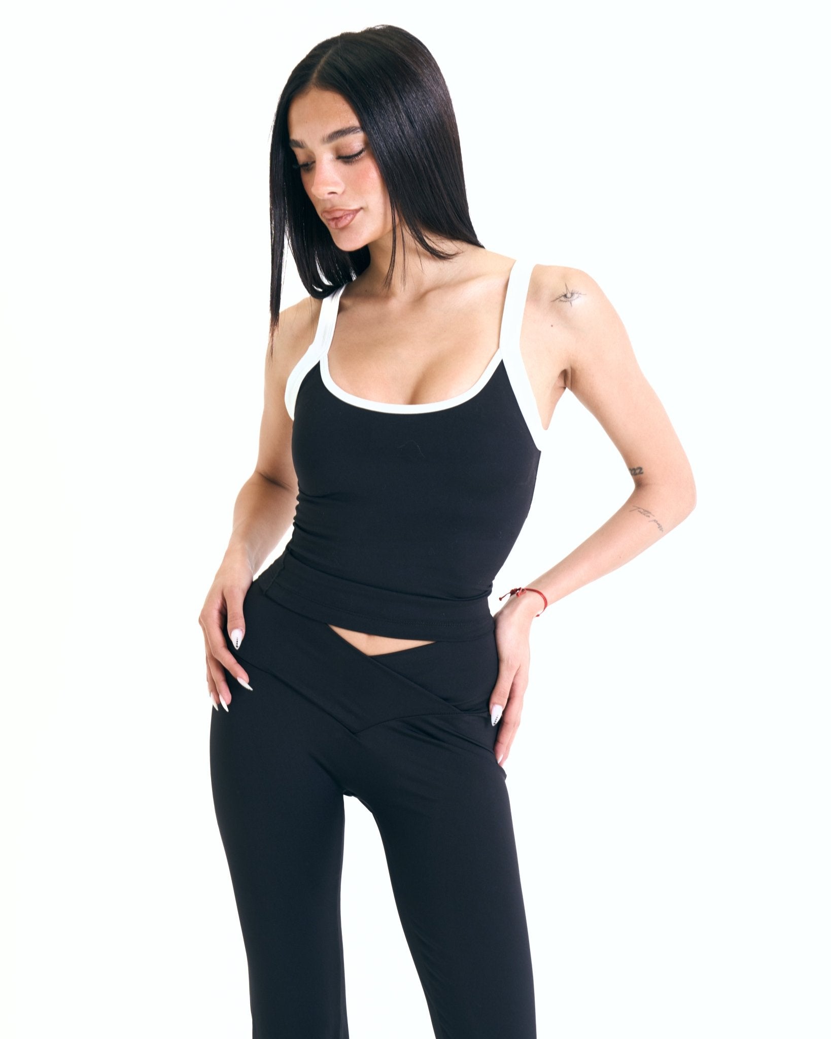 Contrast Core Tank In Black - Motion Muse