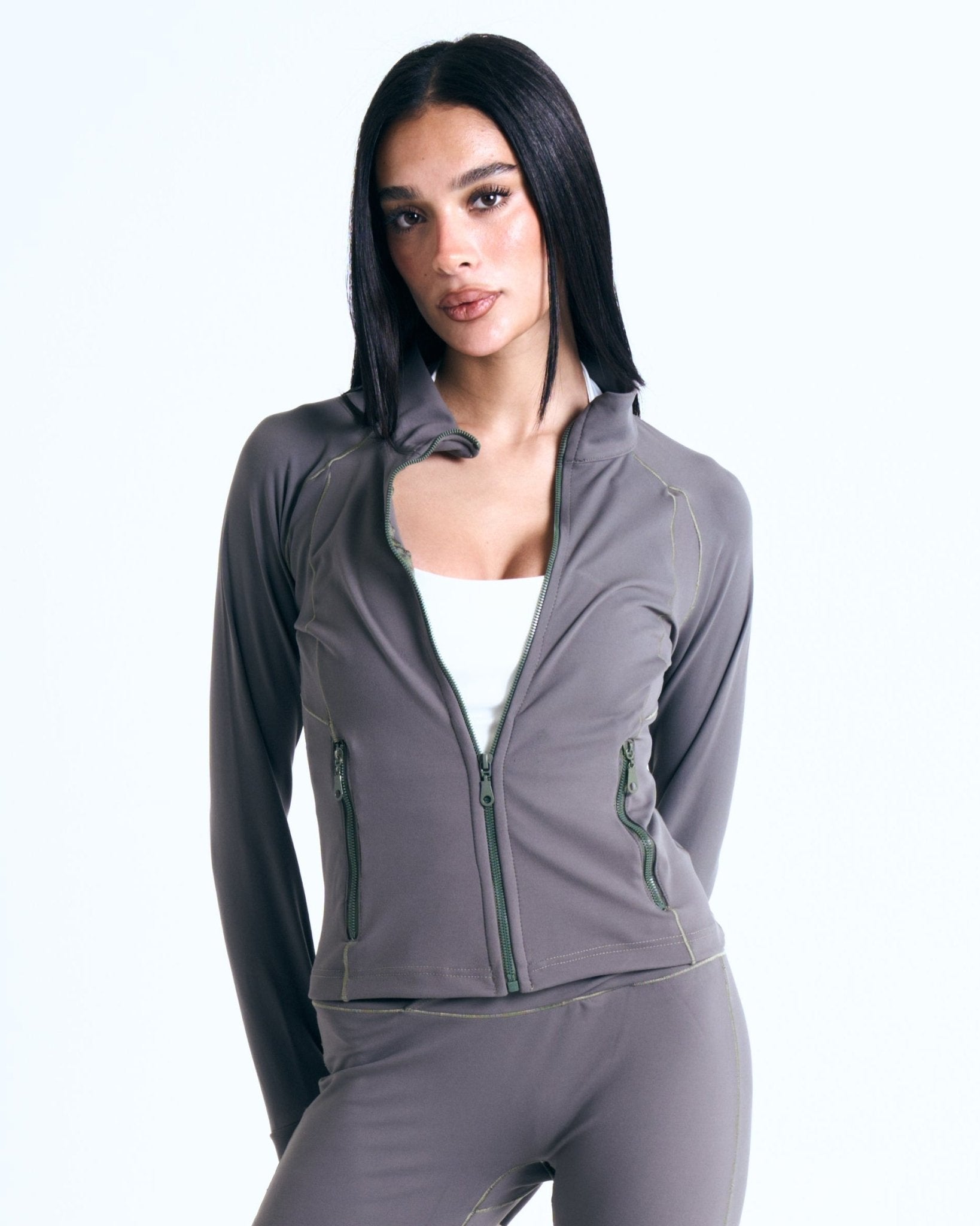 Soft Sculpt Jacket In Muted Olive - Motion Muse