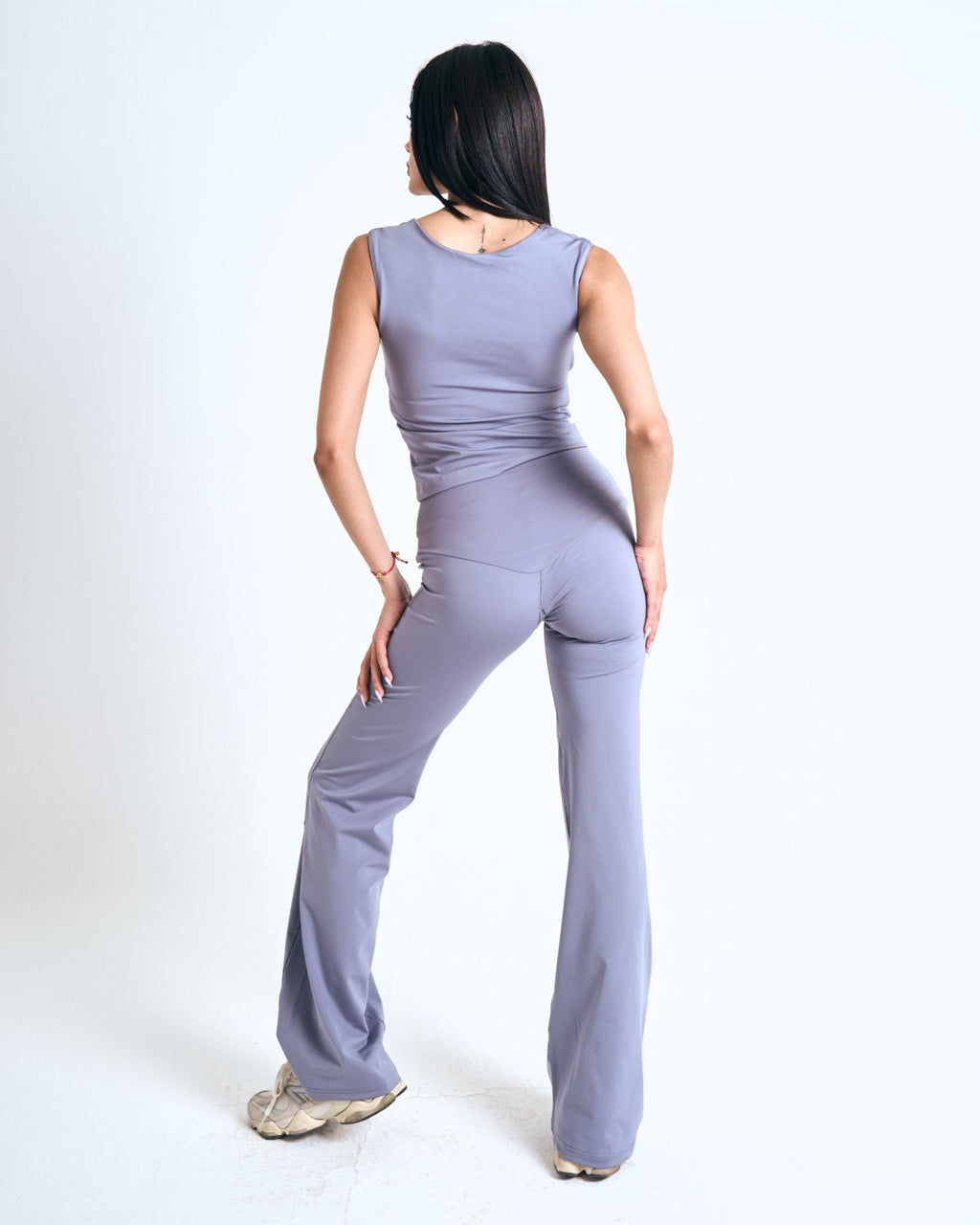 Square Neck Top In Dusty Blue - Motion Muse