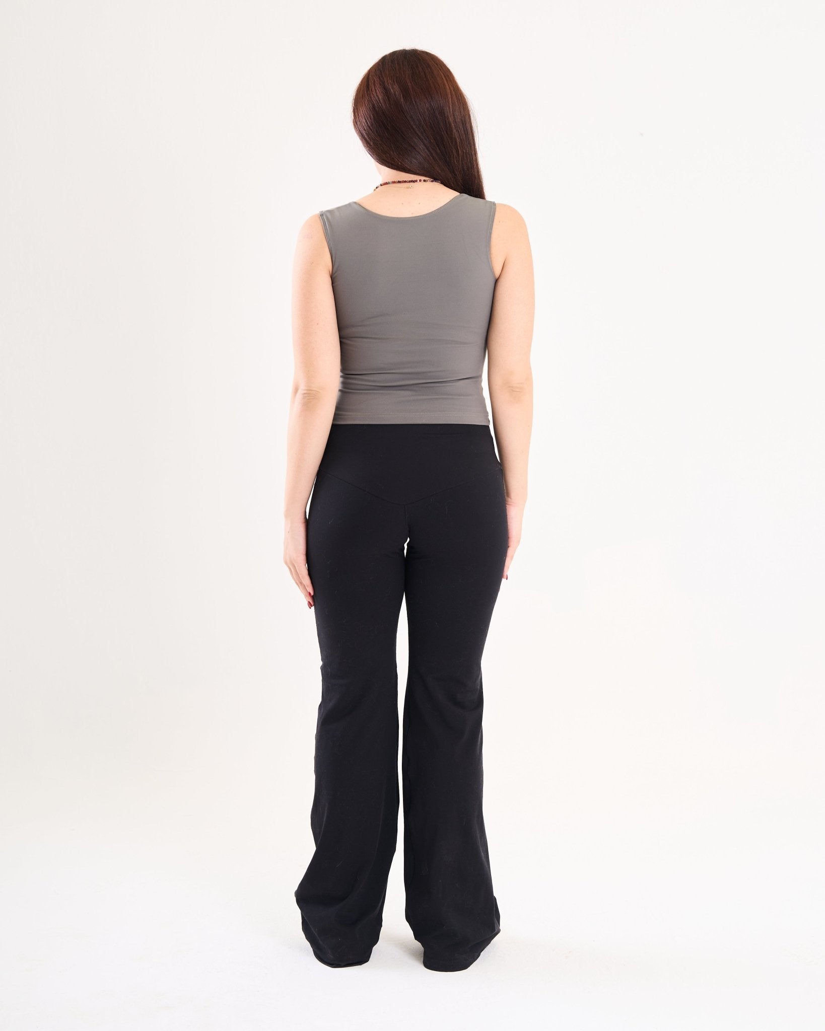 Square Neck Top In Muted Olive - Motion Muse