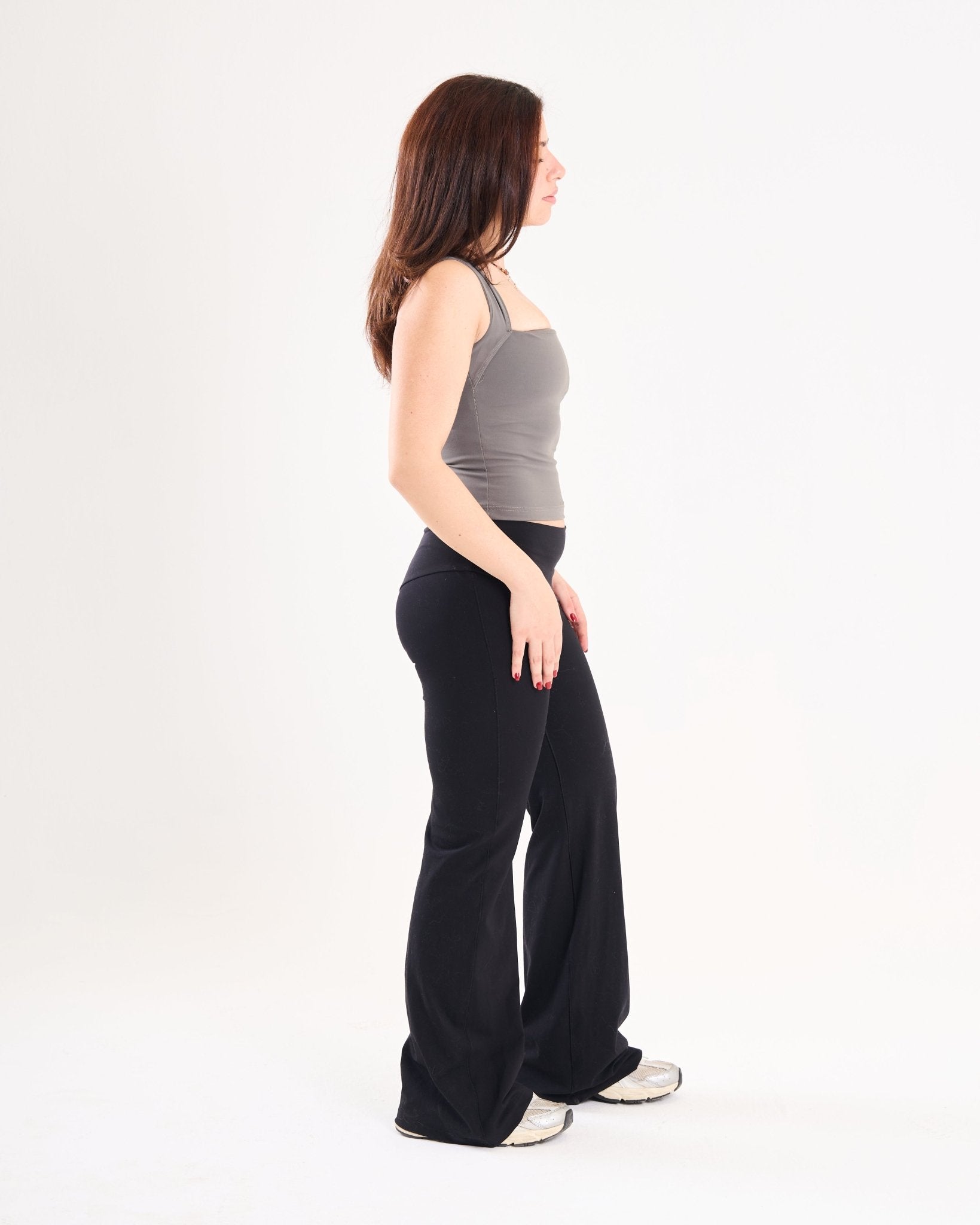 Square Neck Top In Muted Olive - Motion Muse
