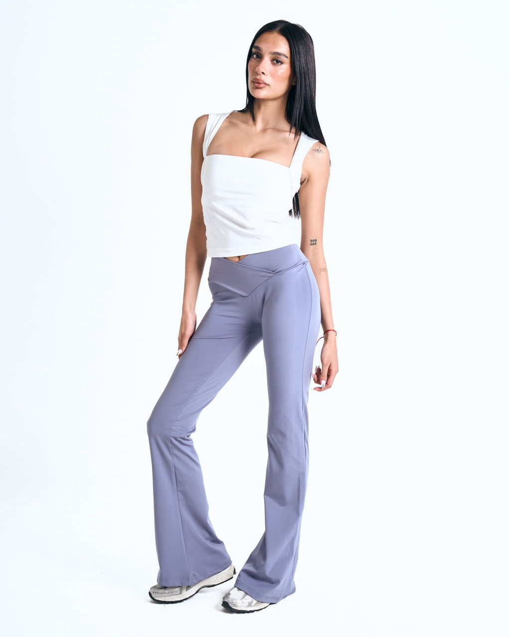 Square Neck Top In White - Motion Muse