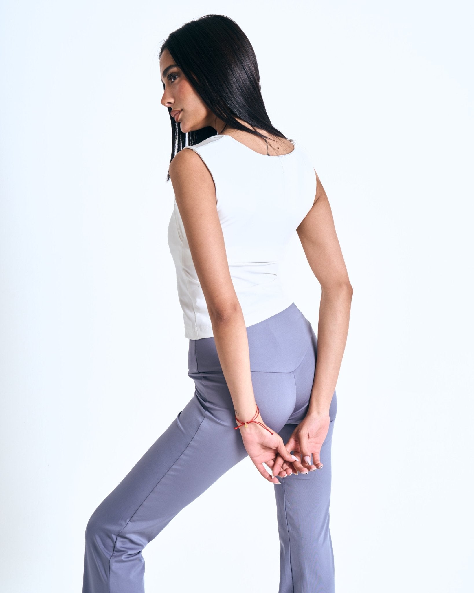Square Neck Top In White - Motion Muse
