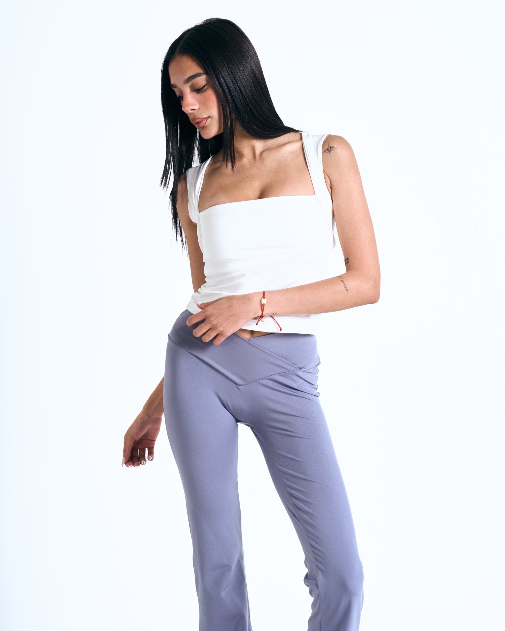 Square Neck Top In White - Motion Muse